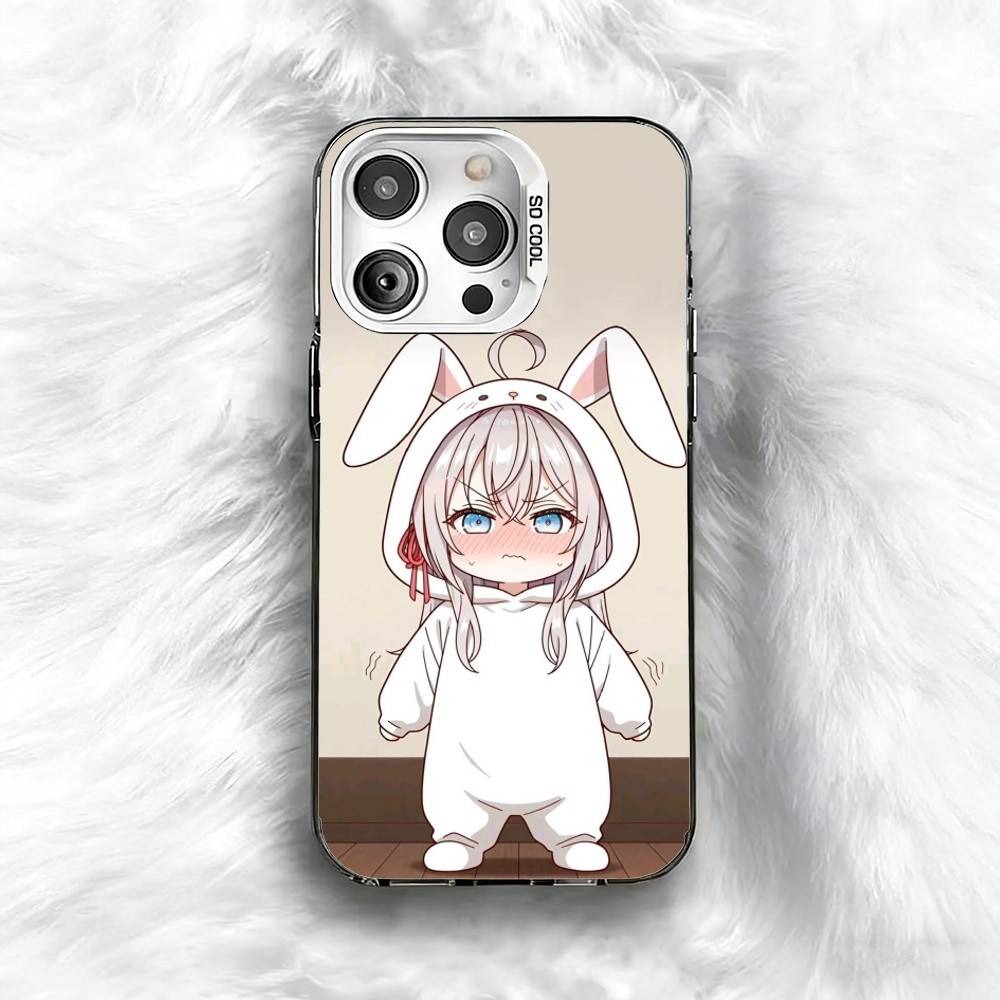 Custodia per Telefono Anime Carina A-Alya per iPhone 16 17 15 14 12 13 Pro Max Colore Nero Copertura Antiurto
