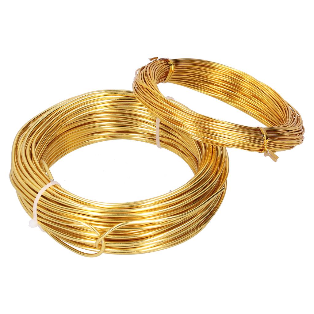 2 Rolls 1.0mm 2.0mm Aluminum DIY Jewelry Craft Making Wire Flexible Floral Jewelry Wire Gold