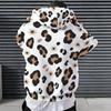 Men Plus Size White Sailboat Printed Long Sleeve Drawstring Hoodie Kangaroo Pocket Pullover