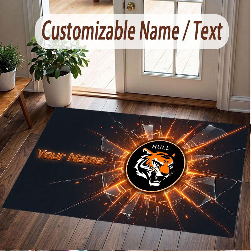 Custom Rug Hull City Pattern Print Name Text Soft Non‑Slip Floor Carpet for Home Indoor Decoration