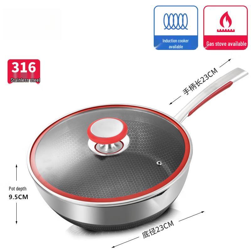 Zhishi 316 Stainless Steel 28cm Deep Frying Wok