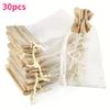 30 Pack Elegant Organza Burlap Drawstring Favor Bags for Jewelry Candy Gifts Party Mesh Pouches Favors Weddings Birthday Parties