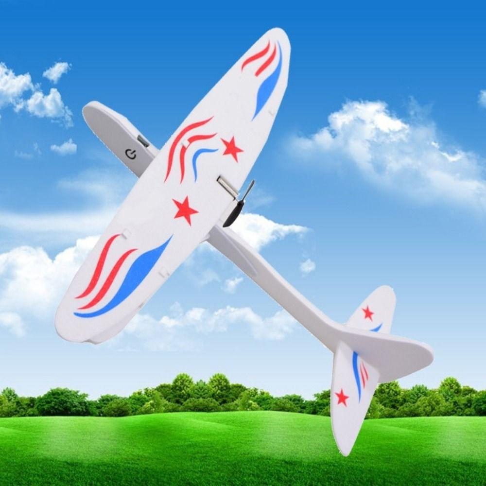 USB Rechargeable Spinning Hand Paper Airplane with LED Light Flight Glider Helicopter