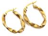 375 Gold Women's Twisted Shiny Hoop Earrings, Fashionable Gift