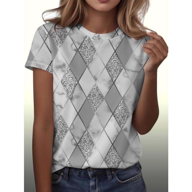 Pattern printed women s casual short sleeved T-shirt 2XS
