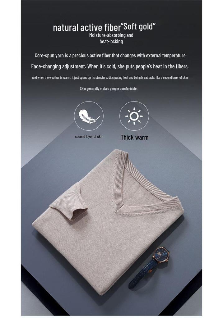 Men's Plus Size V-Neck Wool Sweater - 2023 Autumn/Winter Long Sleeve Knit Pullover