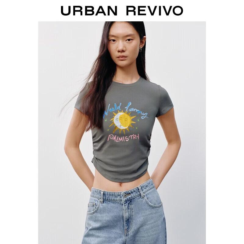 UR2026 Women s Casual Fun Print U-Hem T-Shirt L