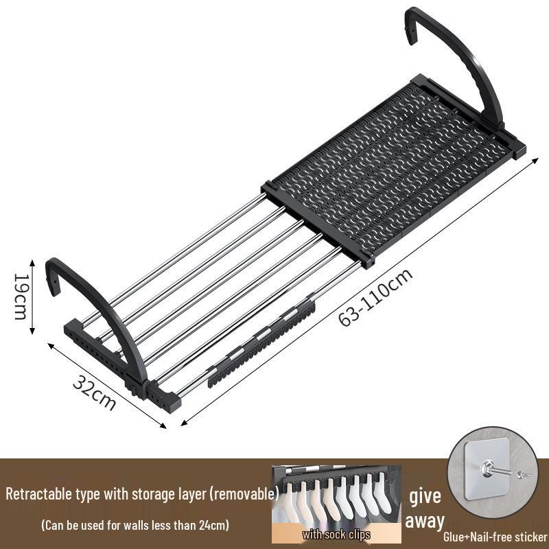 Telescopic Punch-Free Clothes & Shoe Drying Rack for Window Railings and Balcony