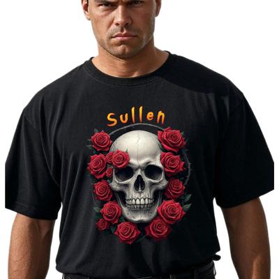 Sullen Skull Roses Unisex T-T-Shirt, Edgy Graphic Tee, Pissed Off World, Dramatic