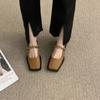 Metallkette quadratischer Kopf Retro Slipper einzelne Damen Herbst 2025 neue britische vielseitige Mary Jane kleine Lederschuhe Damen