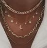 New Gold-plate Crystal Stars Pendant Necklaces For Women Necklace Multilevel Female Boho Vintage Jewelry Wedding Gift