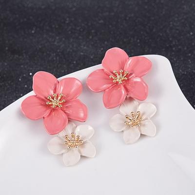 1 paio di orecchini a bottone con fiori colorati, colore brillante opaco, eleganti, anallergici, con fiori dolci, orecchini per ragazze, gioielli di moda, regalo
