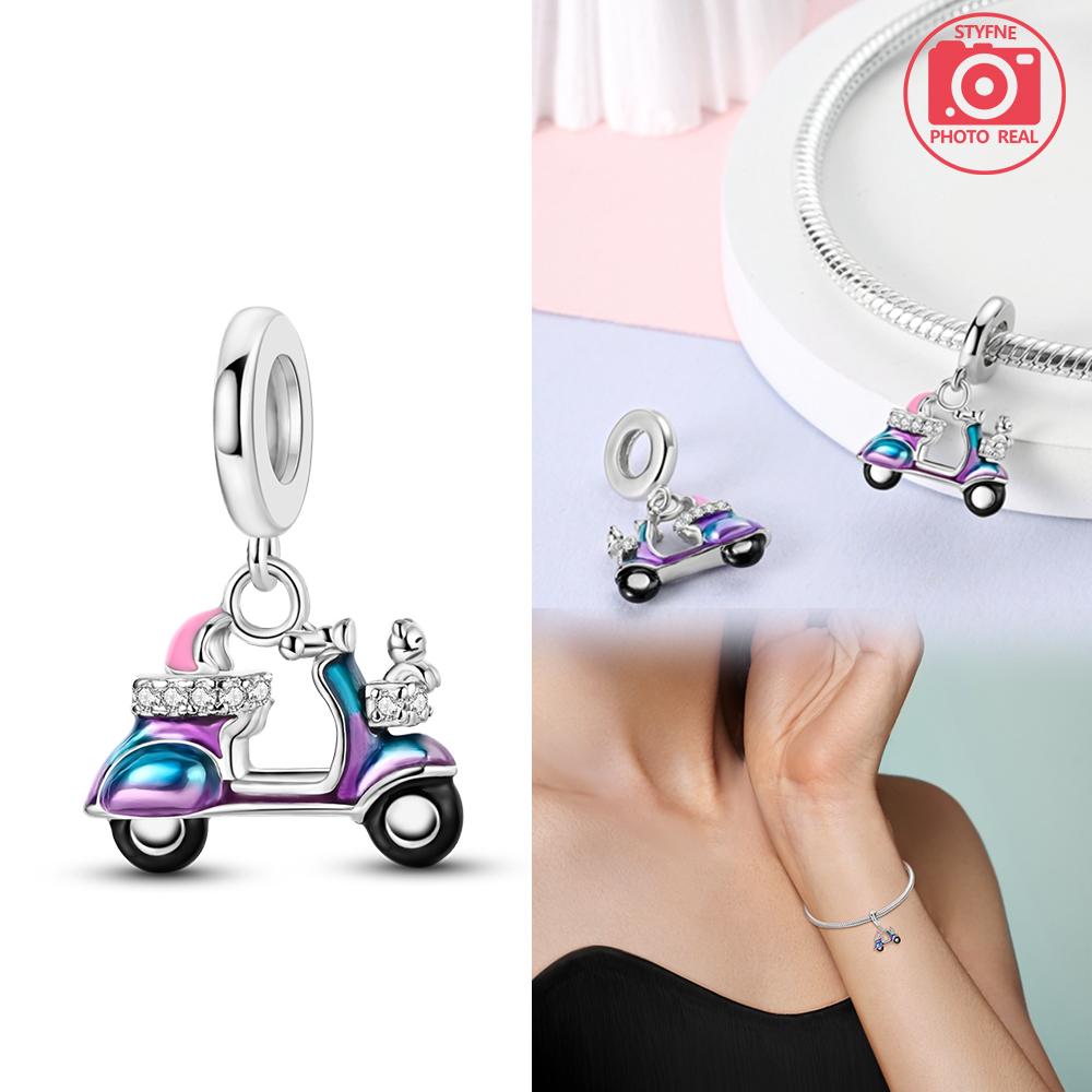 New copper Colors Bicycle Girl Pendant Compatible With copper Colors Authentic Bracelets Do It Yourself Birthday Jewellery Gift