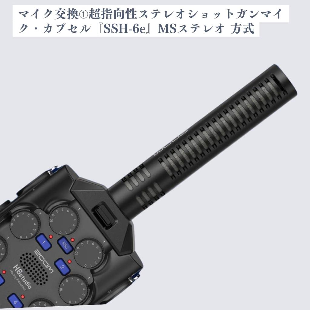 ZOOM H6 Studio Handy Recorder: 32-bit float recording, 16/24-bit switchable, interchangeable microphone capsules, up to 6 inputs, 8 tracks. Ideal for