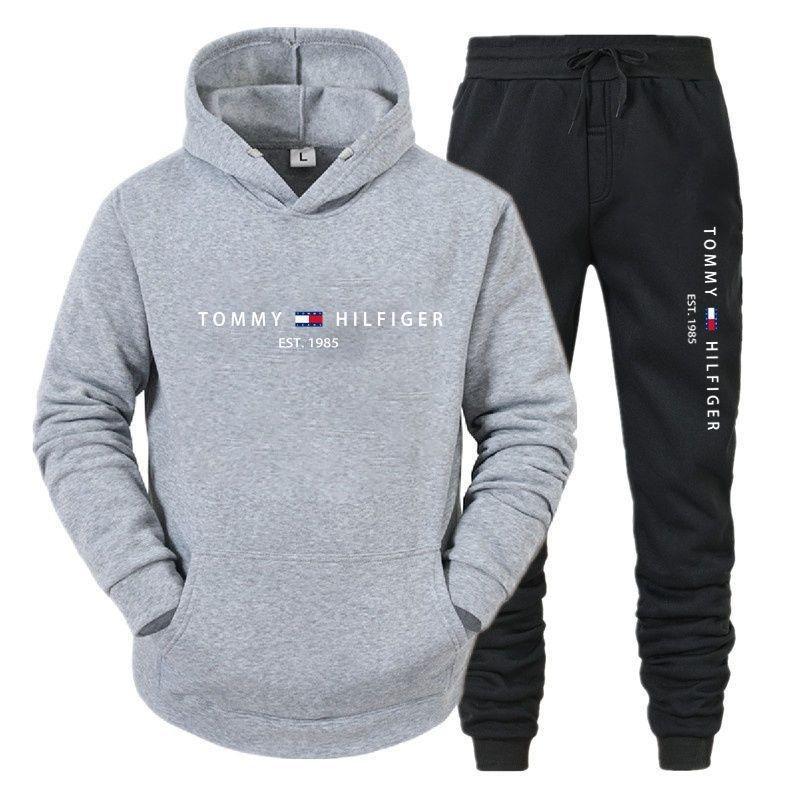 Unisex Spring/Autumn Hooded Fleece Set - Loose Fit, Casual Print Sweatshirt