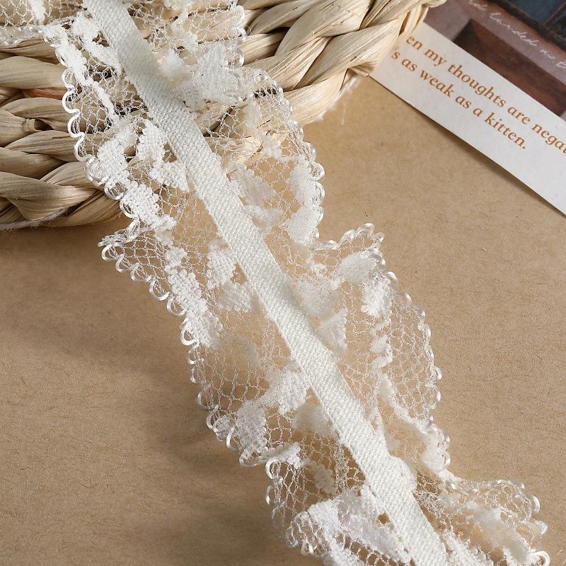 11M Lace Ribbon Ruffled Tulle Elastic DIY Decorative Material Clothing Accessories for Chic Style  Lace Fabric 1 Yards