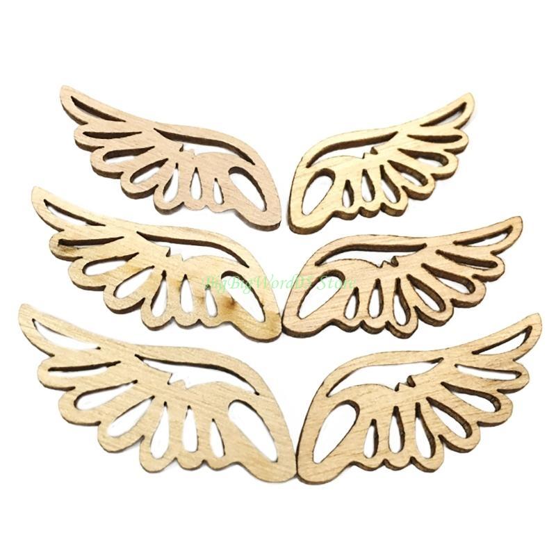 24TE 10PCS Wing Shaped Cutouts Unfinished Slices for Painting Home Decoration