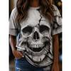 Fashion Women Retro Creative Skull Pattern Print T Shirt Funny Casual O-neck Short Sleeves T-shirt Summer Female Tee Shirt