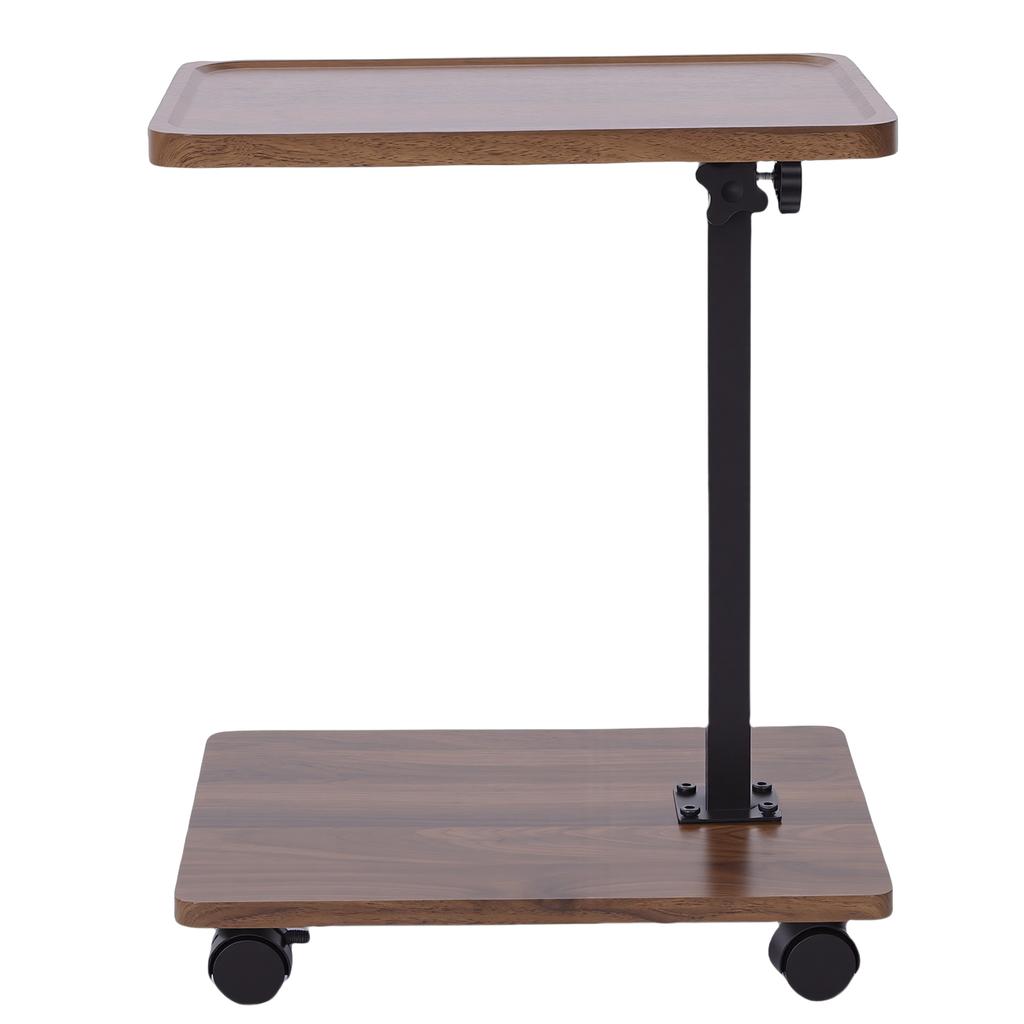 Sofa Side Table Metal Solid Wood Modern Minimalist Rolling Couch End Table Supports Height Adjustment for Laptop