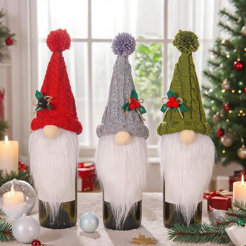 Weekly New Christmas Gnome Wine Bottle Decoration - Creative Rudolph Faceless Doll