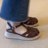 Summer new breathable versatile single shoes bag head straw thick sole cross belt hollow fashion sandals women