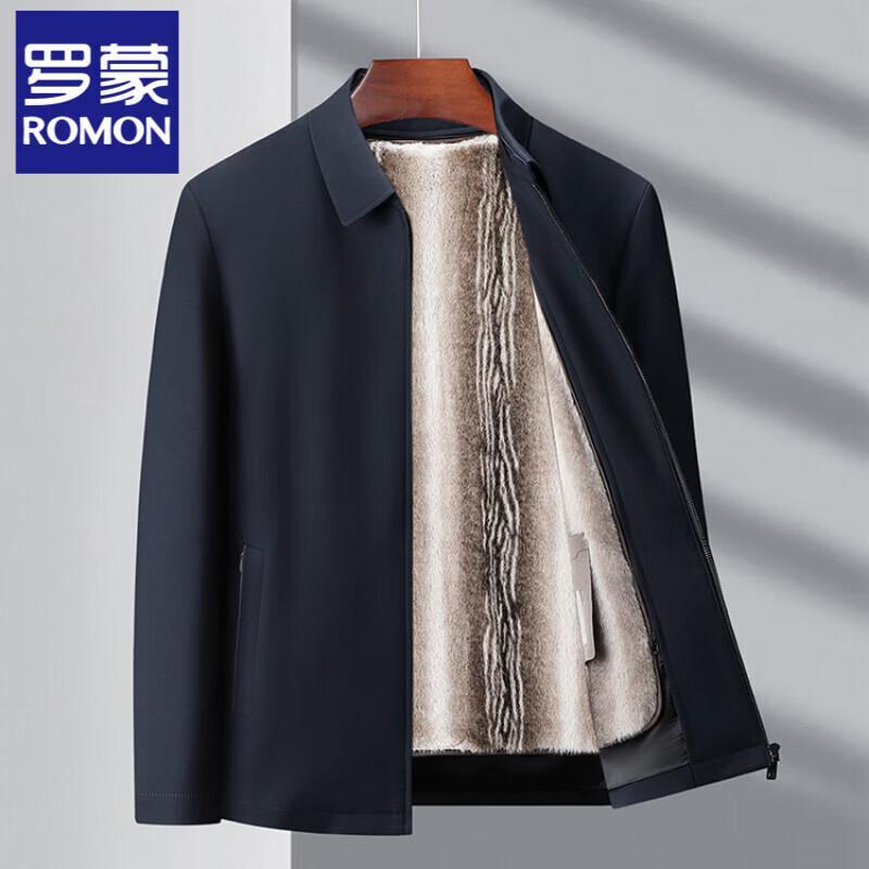 Romon Men s Detachable Fur-Lined Winter Jacket L