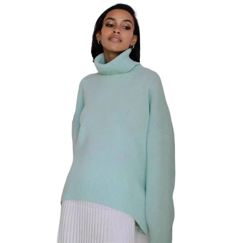 Soft and Comfortable High Collar Solid Color Pullover Shirt, Not Easy To Pilling, Trendy Solid Color