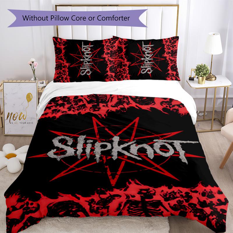 Slipknot 3pcs Bedding Set Duvet Cover Closure Includes 1 Duvet Cover & 2 Pillowcases for All Seasons Bedroom Home Dorm Decor