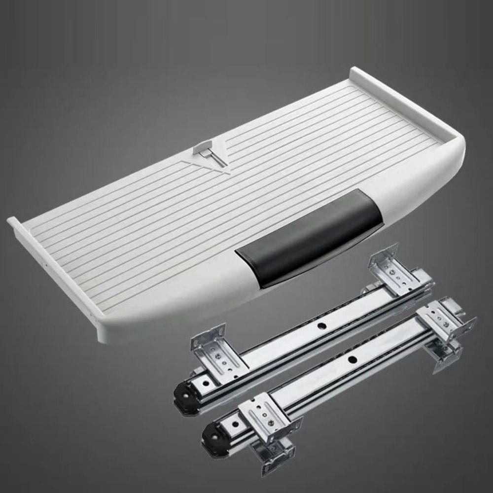 Heavy Duty Slide Rail Keyboard Storage Drawer Adjustable Retractable Keyboard Rack  Office