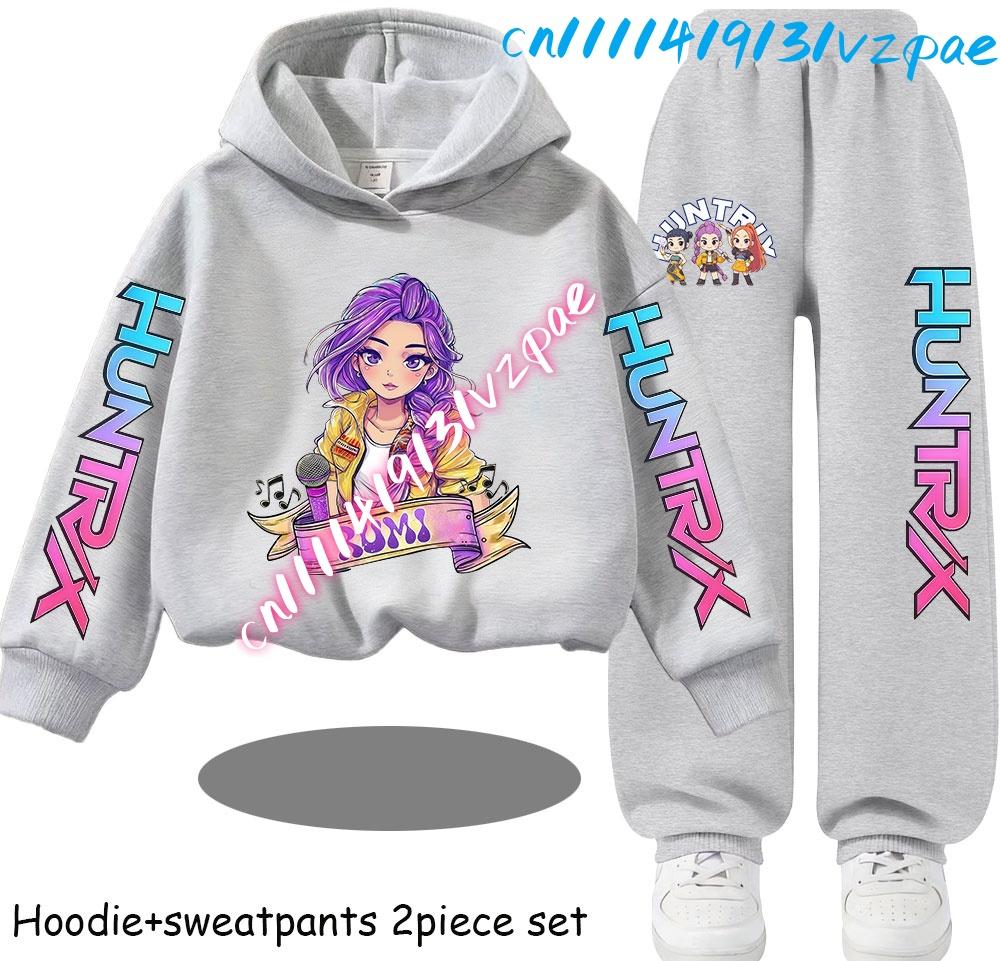 Kp-op Kids New Fashion Cartoon Print 2pcs Hoodie+Pants Sportsuits Casual Outfits Clothes for 2-13 Years Boys Girls