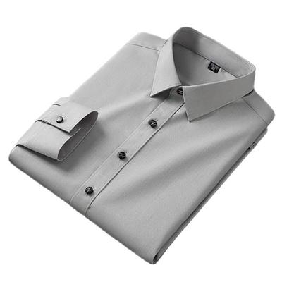 Chemises de bureau solides à manches longues pour hommes, hauts d'affaires extensibles en Fiber de bambou sans poche poitrine, nouvelle collection 2023