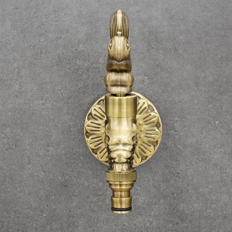 Antique brass garden hose tap CHIPMUNK DRAGO