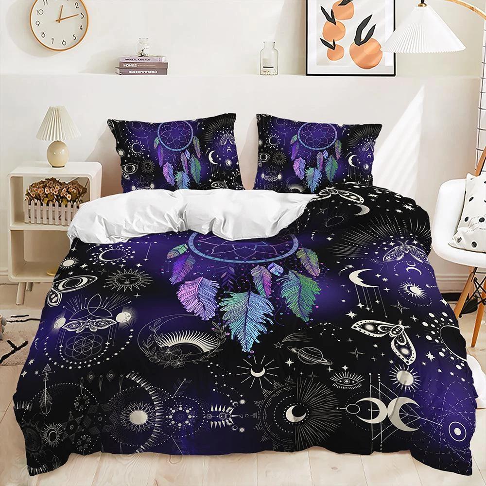 

Bohemia Bedding Set Starry Sky Dreamcatcher Duvet Cover Queen King Double Duvet Cover Pillowcase 2/3 Gift Soft Bedroom Decoration UK Single 135x200cm