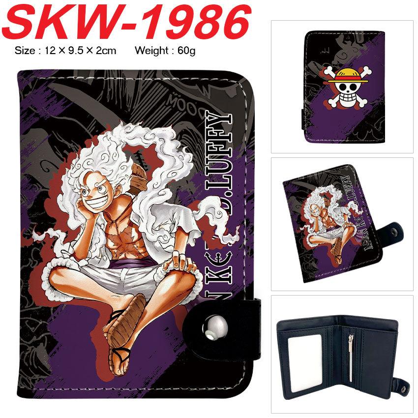 One Piece Anime Druckknopf Geldbörse Vertikaler Kartenhalter Münzbörse für Schüler Männer Frauen