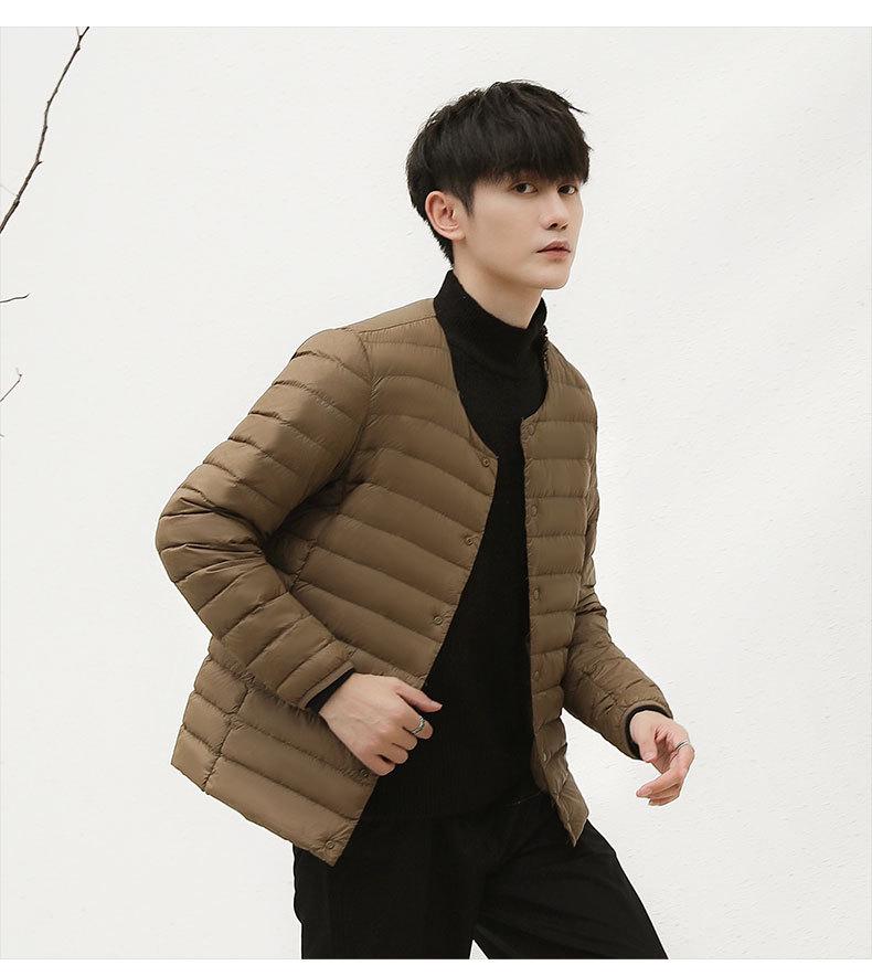 

Мужской легкий пуховик с круглым вырезом Mao Yan - Теплый и простой внутренний слой для зимы 2024 S [95-115 lbs]