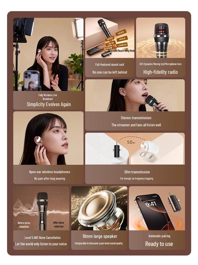 2026 Wireless Ear-hook Microphone & Sound Card Set for Live Streaming & Singing