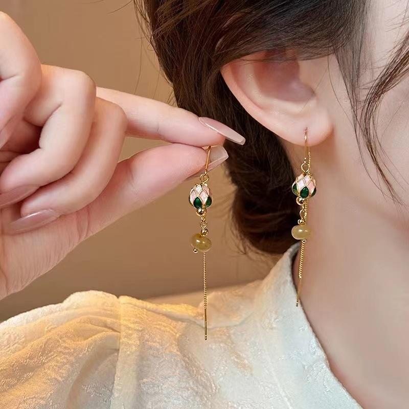 Mote øredobber, retro lette luksus øredobber i lang stil, friske og søte øredobber, high-end gave øredobber smykker gave