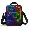 Isolierte Lunchtasche mit Neon-Spielecontroller-Design - Kühlertasche ohne Lebensmittelkontakt, Langlebige Polyester-Thermotasche mit Schultergurt