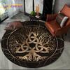 Wikinger Valknut Yggdrasil Baum des Lebens runder Teppich, Teppich für Wohnzimmer, Schlafzimmer, Sofa, Spielzimmer, Dekoration, rutschfeste Bodenmatte