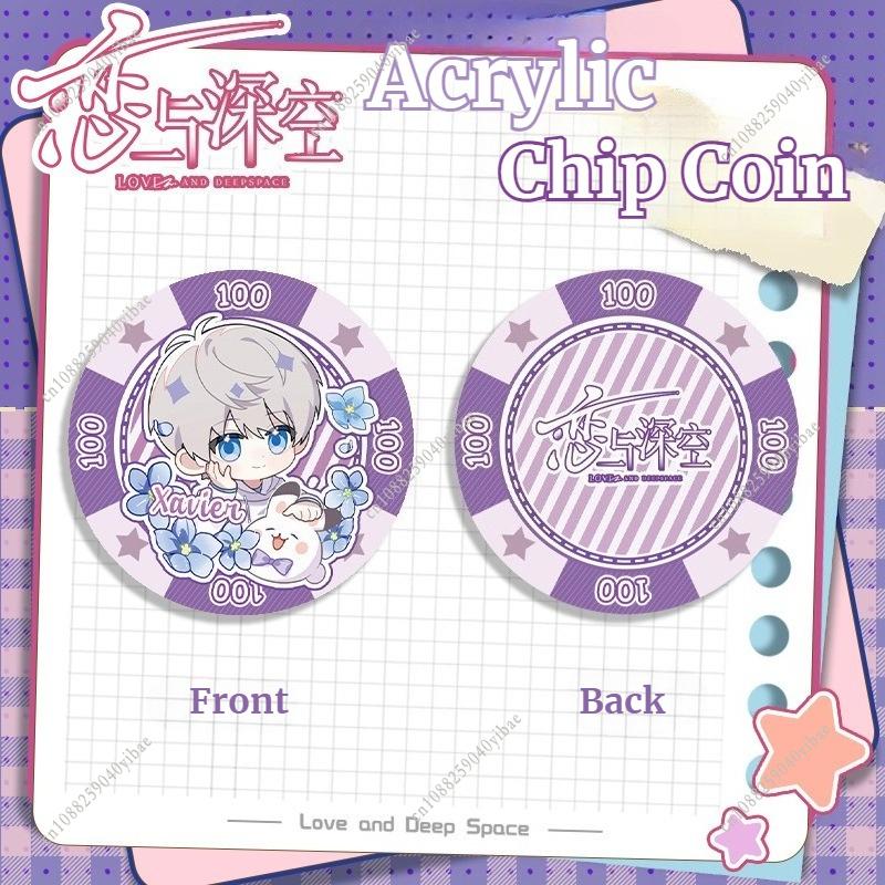 Love and Deepspace Sylus Rafayel Zayne Xavier Caleb 43MM Acrylic Chip Coin Anime Cosplay Double-Side Pattern Game Coin Fans Gift
