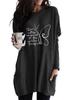 Women's Long Tunic with Pockets Loose Fit Printed Logn Sleeve Top