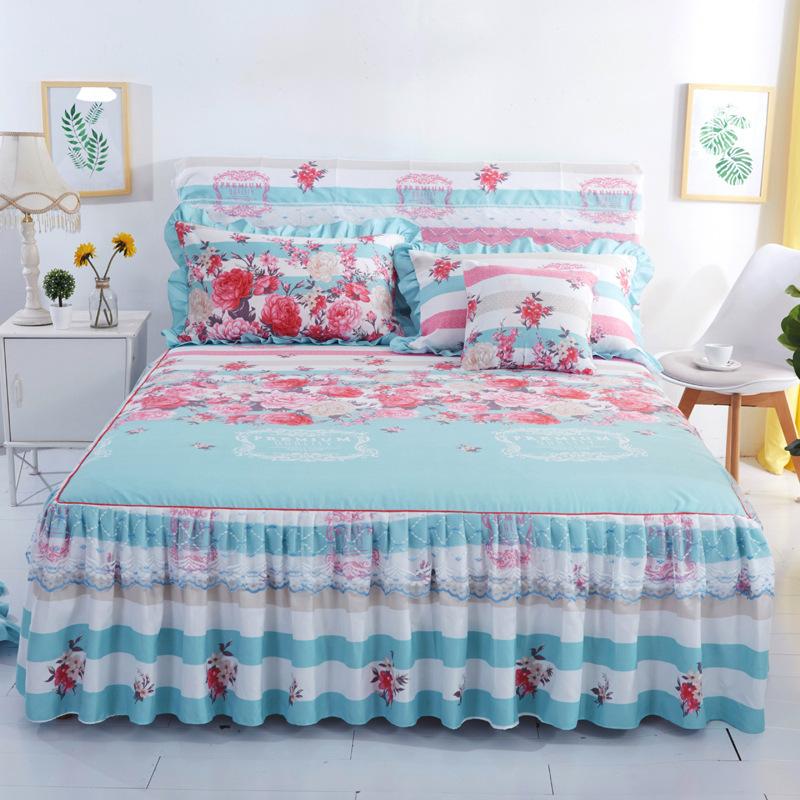 Fashion Lace Bedspread Soft Sanding Bed Skirt Queen Twin King Size Fitted Sheet Double Layer Ruffle