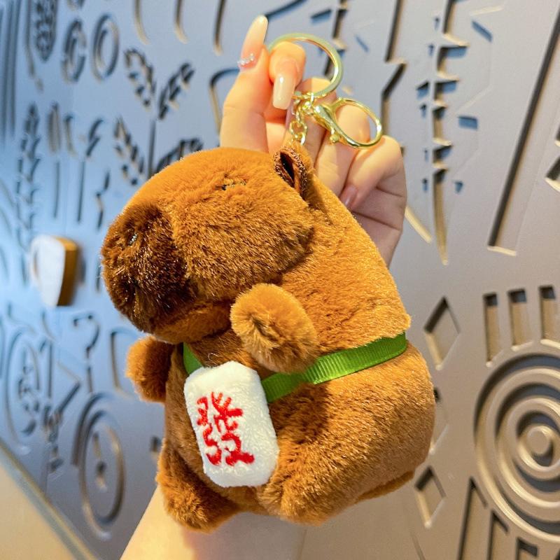 Cute Cartoon Capybara Pendant Plush Toy Doll Bag Hanging Ornaments Cute Kapila Keychain Doll Car Pendant Desktop Doll Ornaments