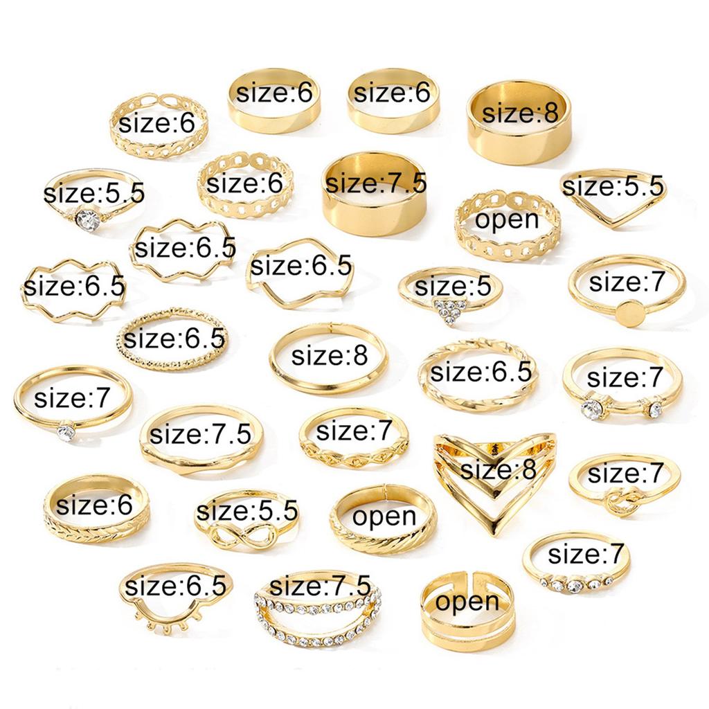 Silver/Gold Color Rings Set Elegant Stacking Geometric Finger Rings Jewelry for Women Daily Outfits Party Accessories