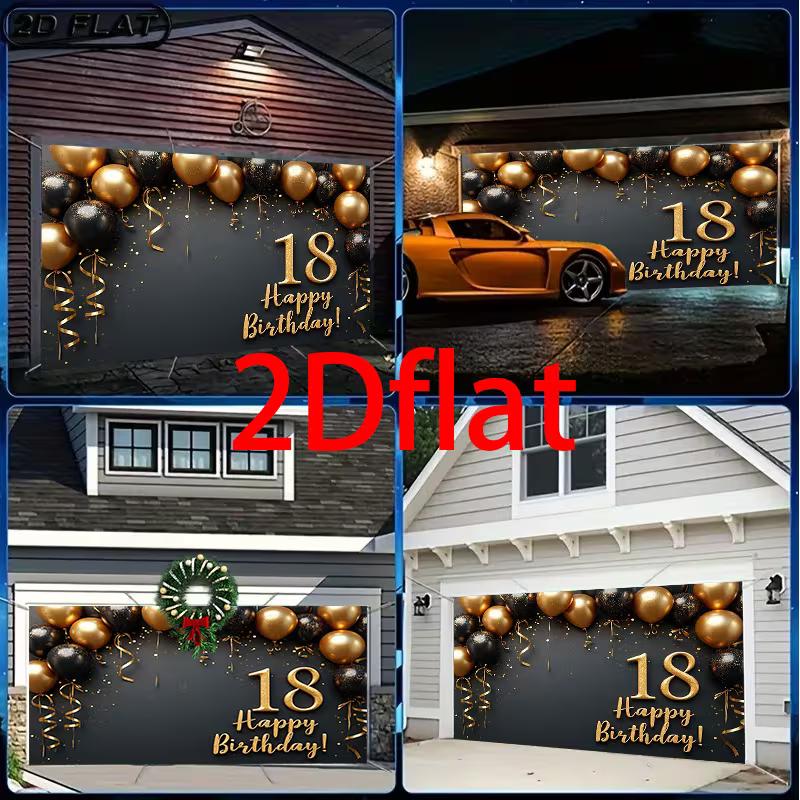 2D Elegant Black Gold Theme 18th Birthday Photography Background Cloth