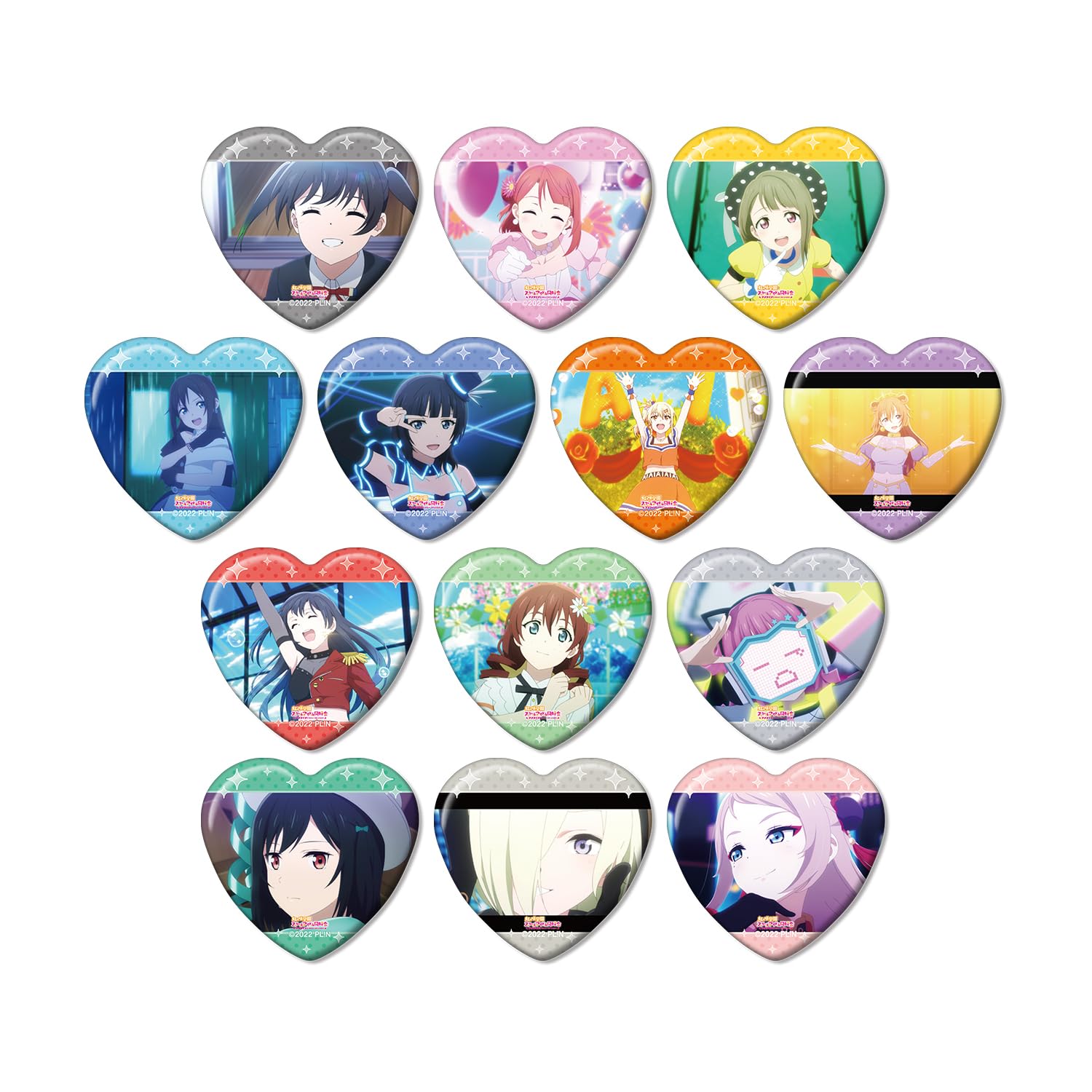 

Love Nijigasaki High School Idol Club Trading Scene Box of 13 Live! Heart-Shaped Badges,