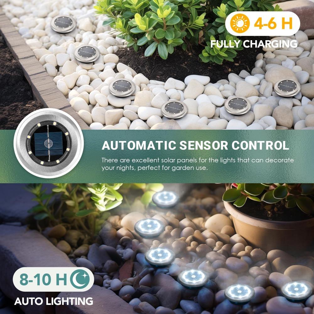 Solar Ground Spotlight Geo Lights,Outdoor Landscape Lights,LED Rotating Disc Lights,Garden Lawn Lighting,Floor Lamp, Pathway Yard Walkway Patio Lawn