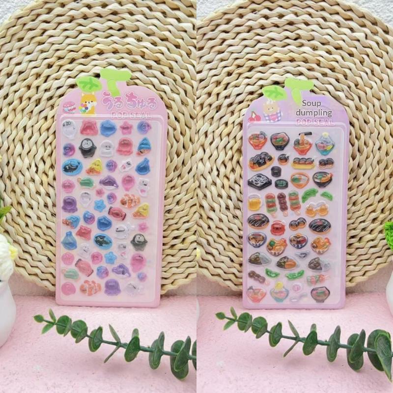 New 3D Relief Stickers Cartoon Animals Food Creative Cute Aesthetic Stickers DIY Phone Case Journal Fun Fashion Decoration Stick