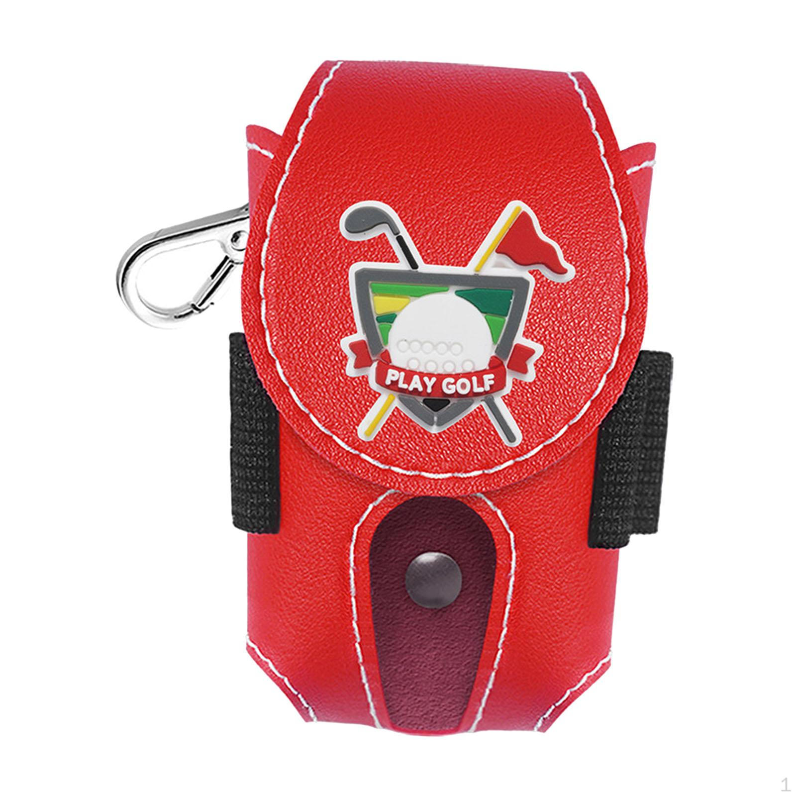 Golf Ball Bag Carry Pouch Sack Collector Portable PU Leather Multipurpose Storage Pocket красный
