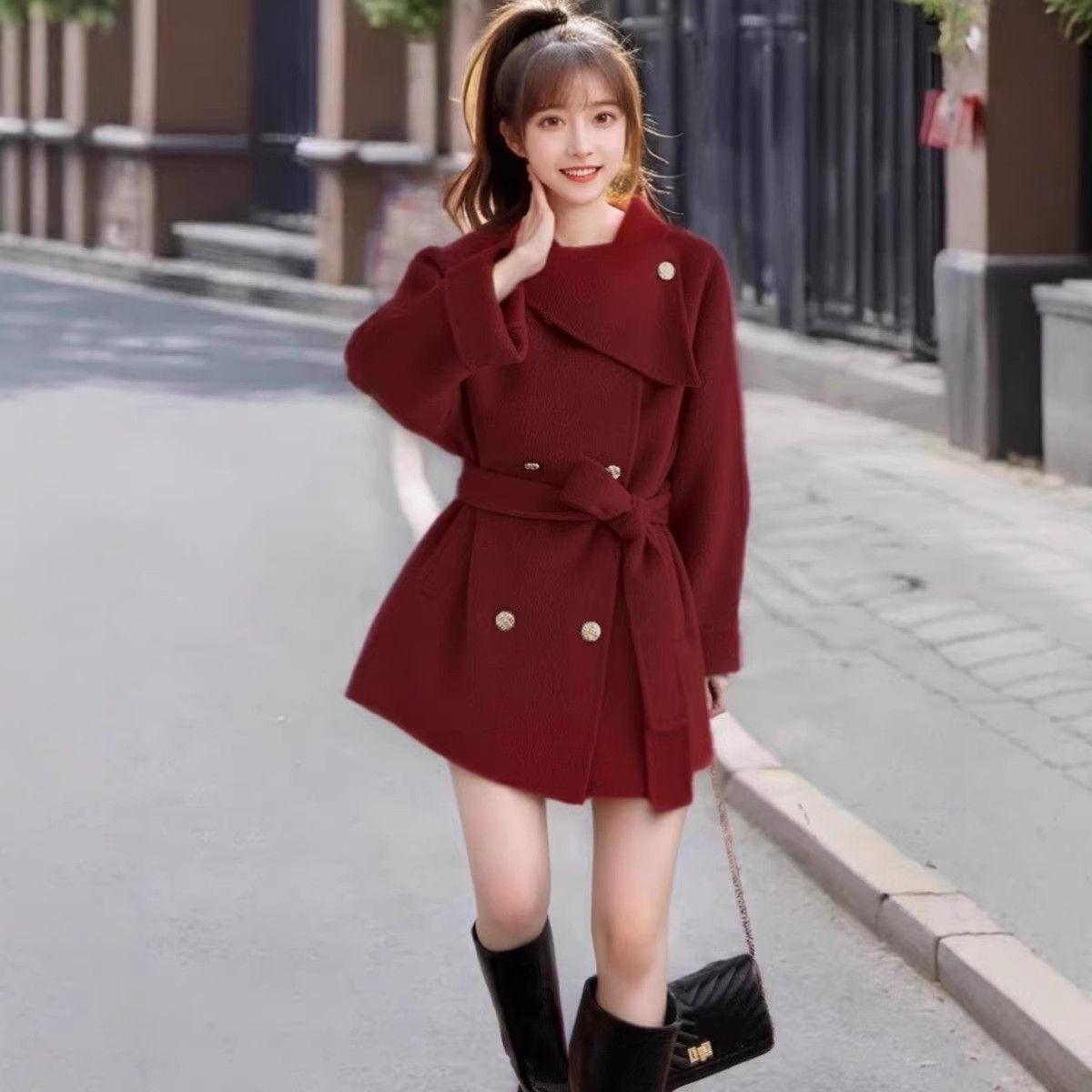 Hepburn Style Women s Thick Velvet Woolen Cape Coat - Autumn Winter 2025 Edition S (Below 85 jin)